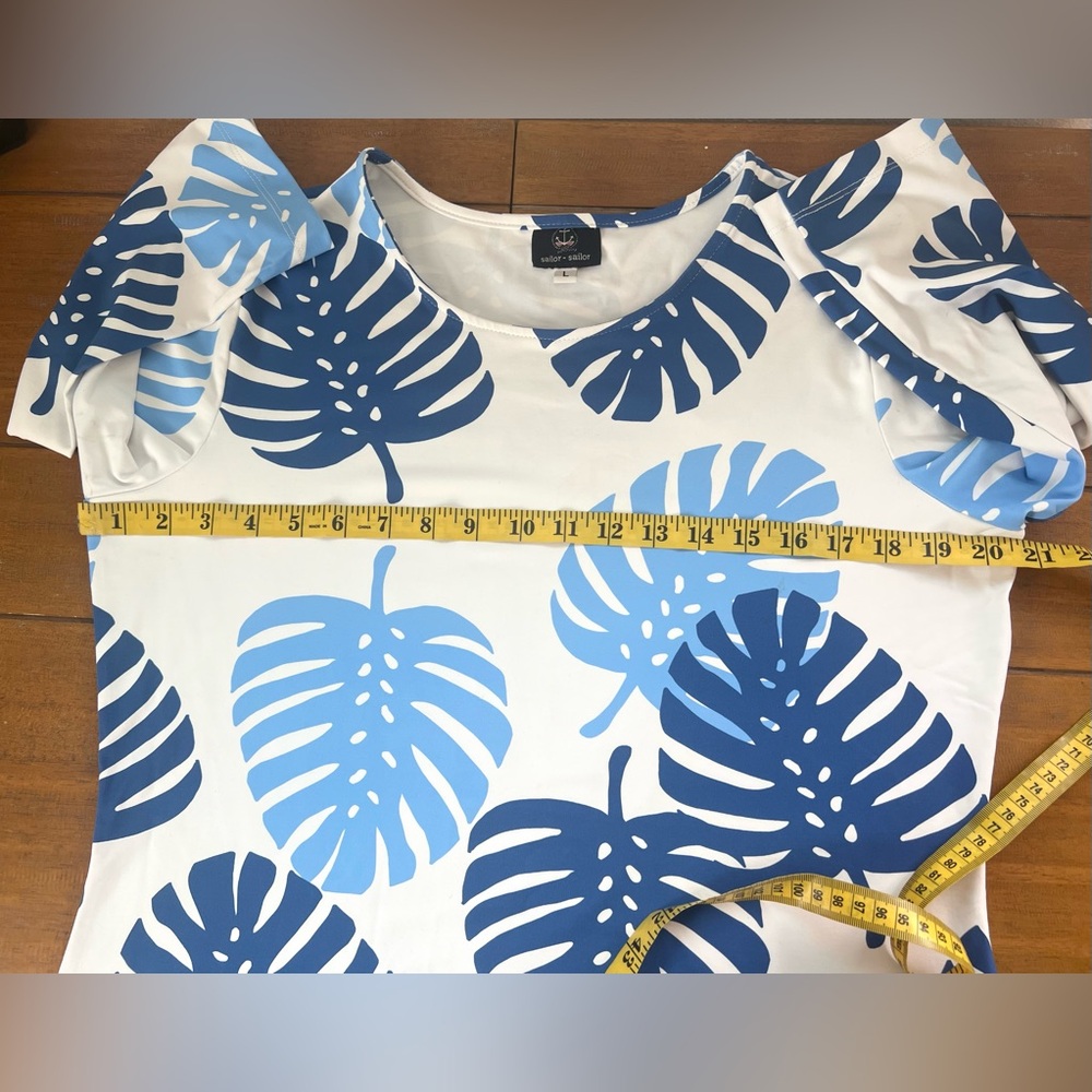 Sailor Sailor Crew Tee Blue Monstera 50 UPF Wicking Sailor Cloth Sun Shirt - Picture 10 of 12